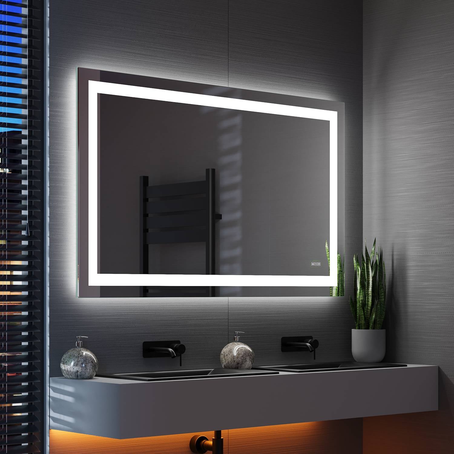 Large Vanity Mirror with Lights, Dimmable, Anti-Fog, Shatter-Proof