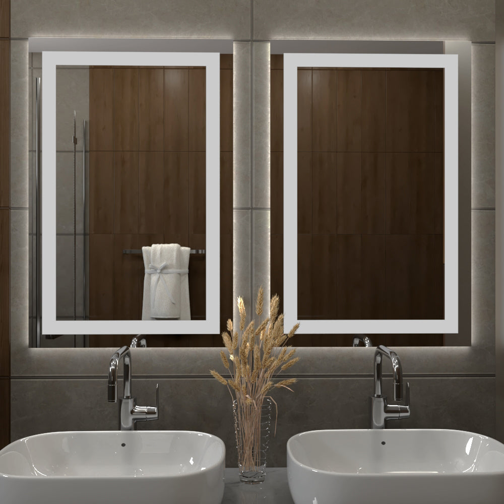 Large Vanity Mirror with Lights, Dimmable, Anti-Fog, Shatter-Proof