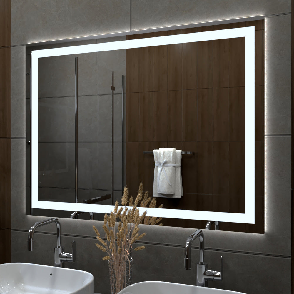 Large Vanity Mirror with Lights, Dimmable, Anti-Fog, Shatter-Proof