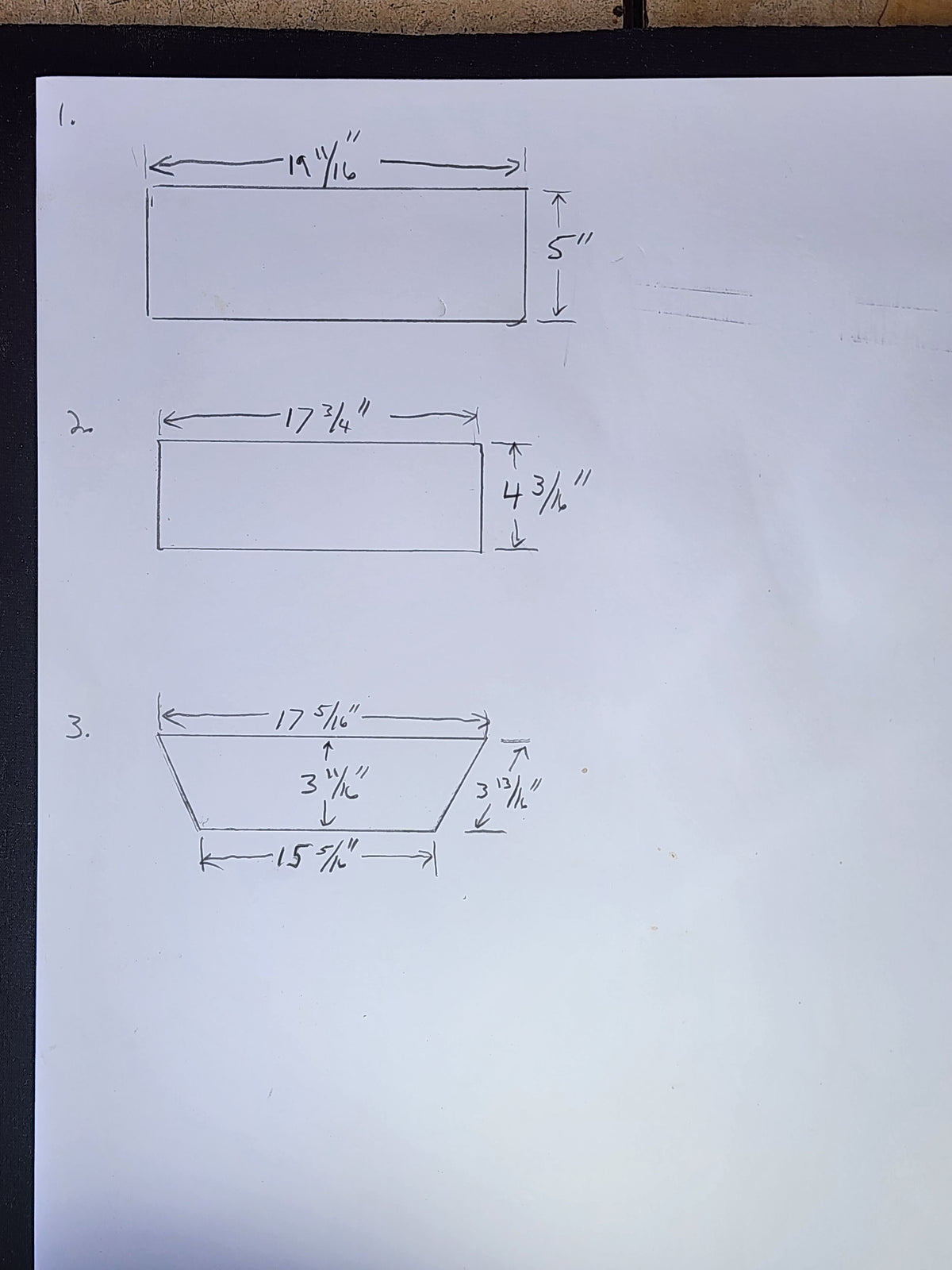 3 Pcs Clear Tempered Glass in a 1/4" Thick w/ Sketch