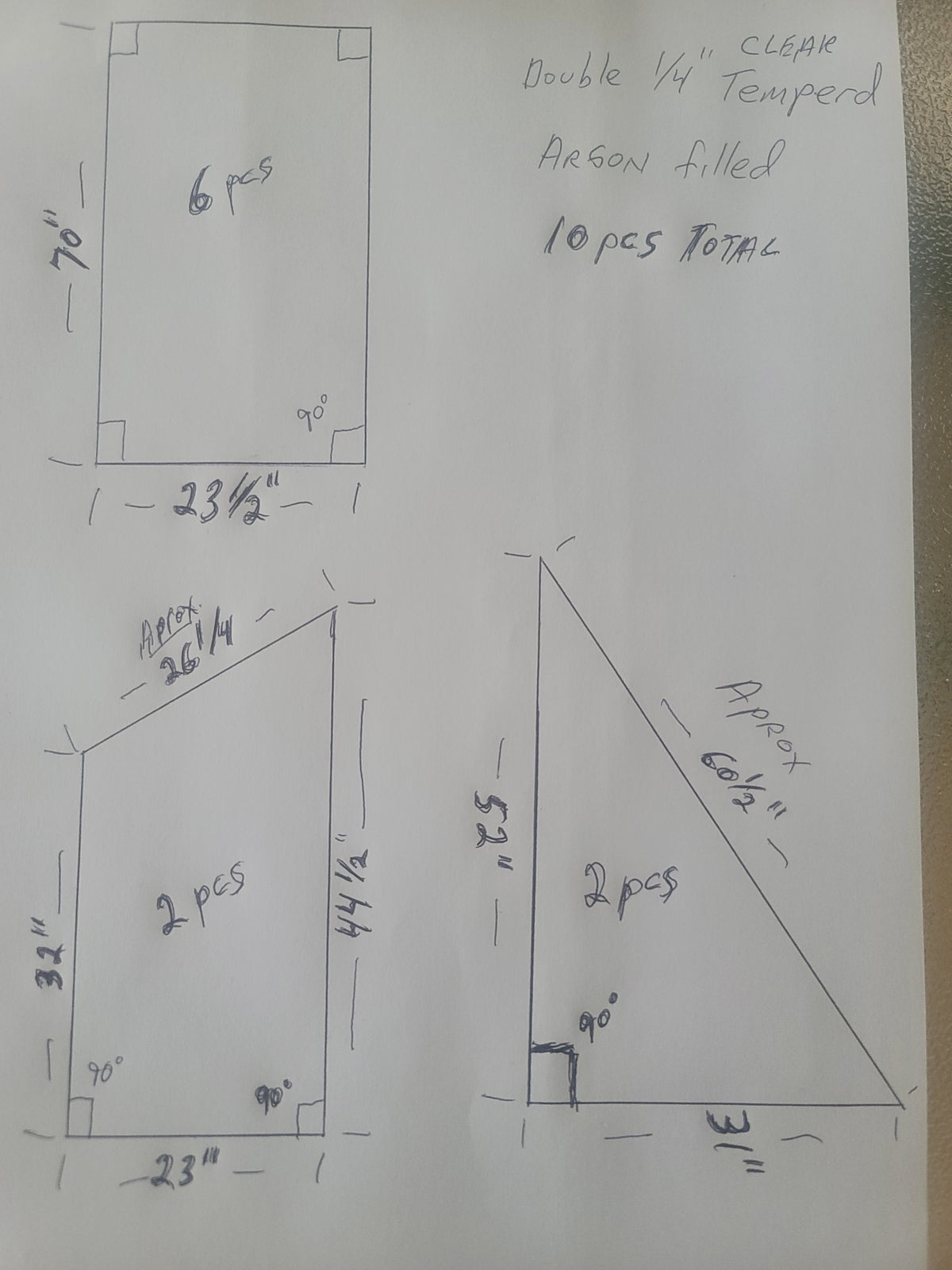 Custom Insulated Glass in 3 different Shapes