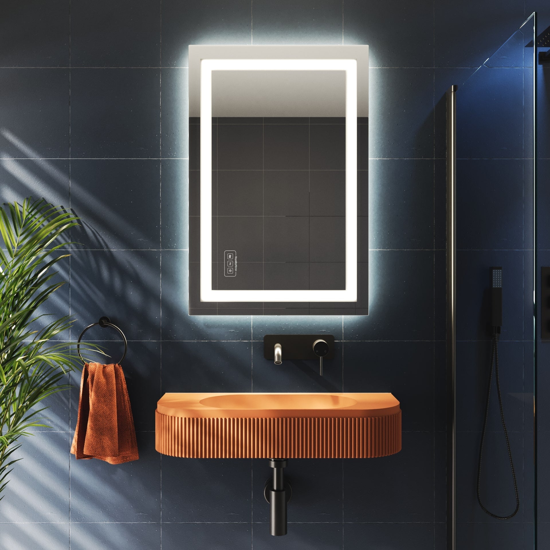 Large Vanity Mirror with Lights, Dimmable, Anti-Fog, Shatter-Proof