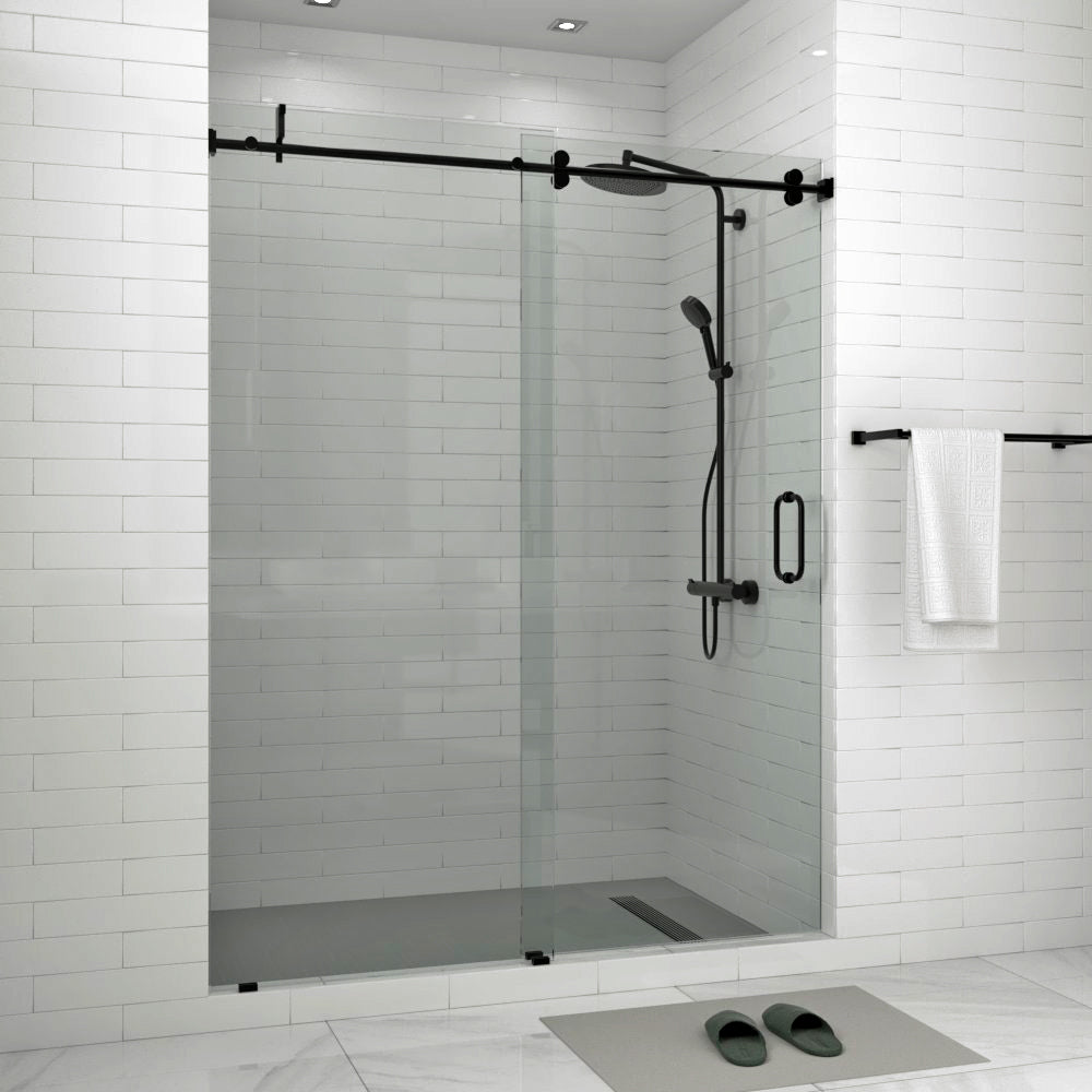 Frameless Shower Door - 74" High x 56-60" Wide Bathroom 3/8" (10mm) Tempered Glass