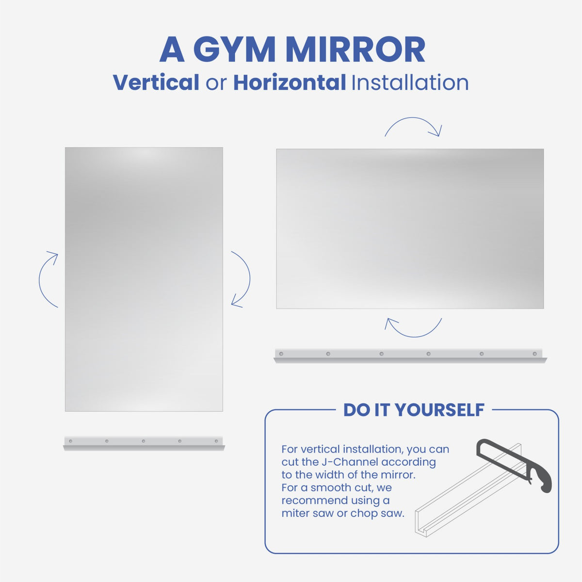 Home Gym Mirror - Large Full Body Mirror for Yoga & Fitness - 48''x72'' Wall Mounted - Home Gym, Garage, Bedroom & Bathroom