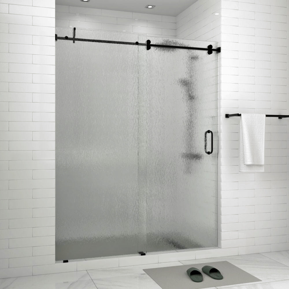 Frameless Shower Door - 74" High x 56-60" Wide Bathroom 3/8" (10mm) Tempered Glass