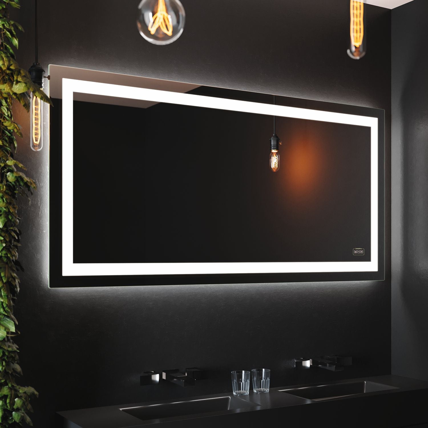 Large Vanity Mirror with Lights, Dimmable, Anti-Fog, Shatter-Proof