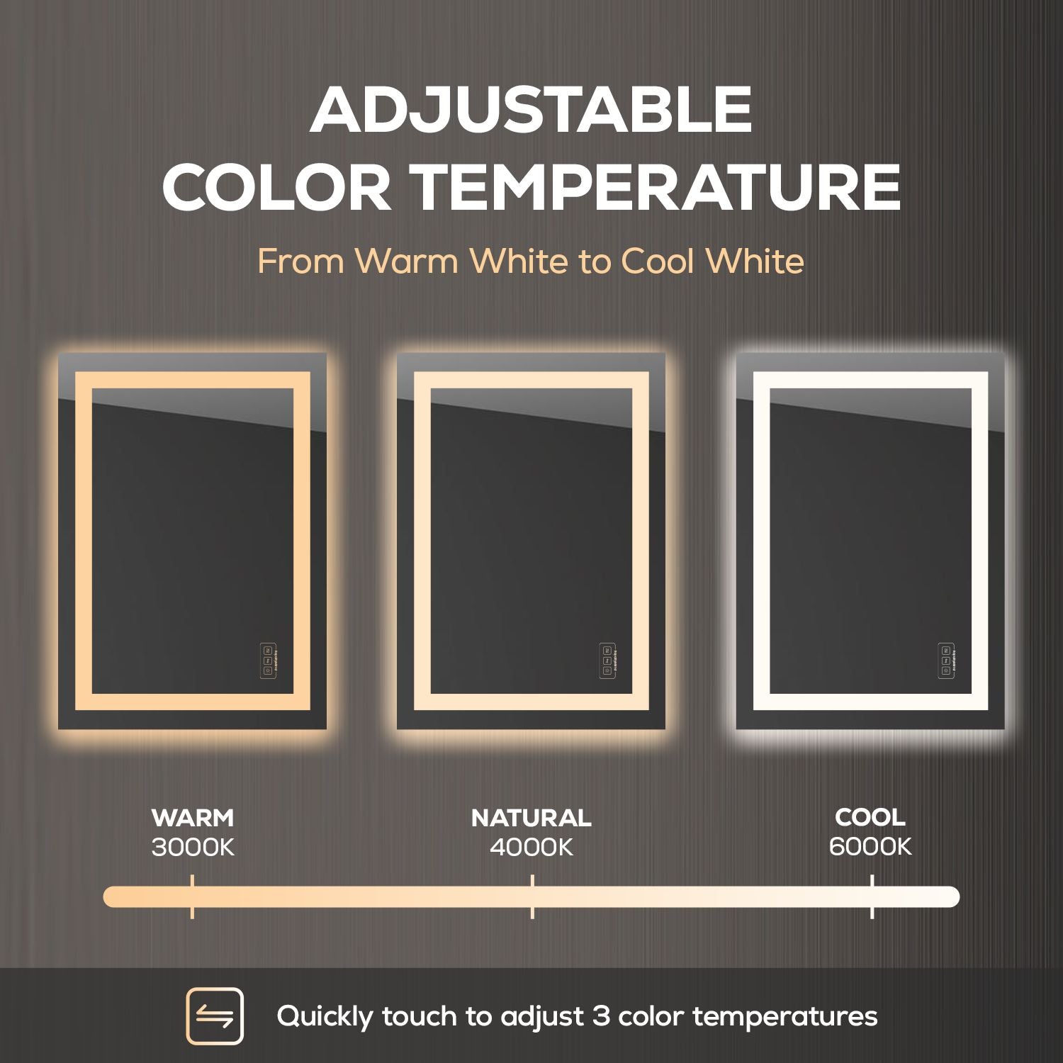 LED Bathroom Mirror with Lights, Anti-Fog, Dimmable, Backlit + Front Lit,Shatter-Proof