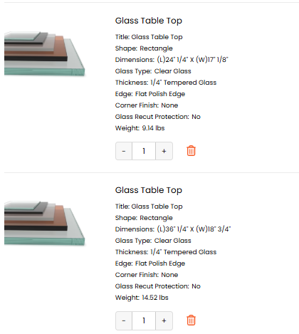 2 Pcs Tempered Table Top Glass