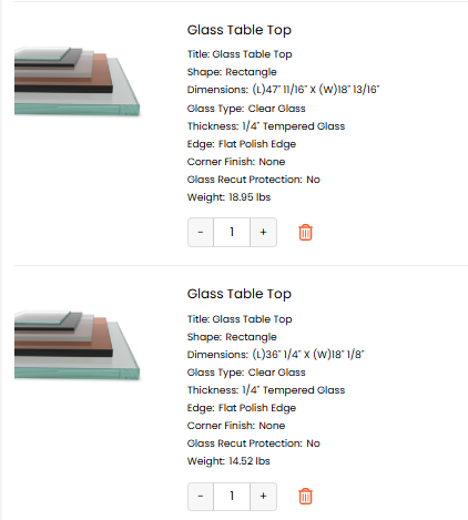 2 Pcs Tempered Table Top Glass