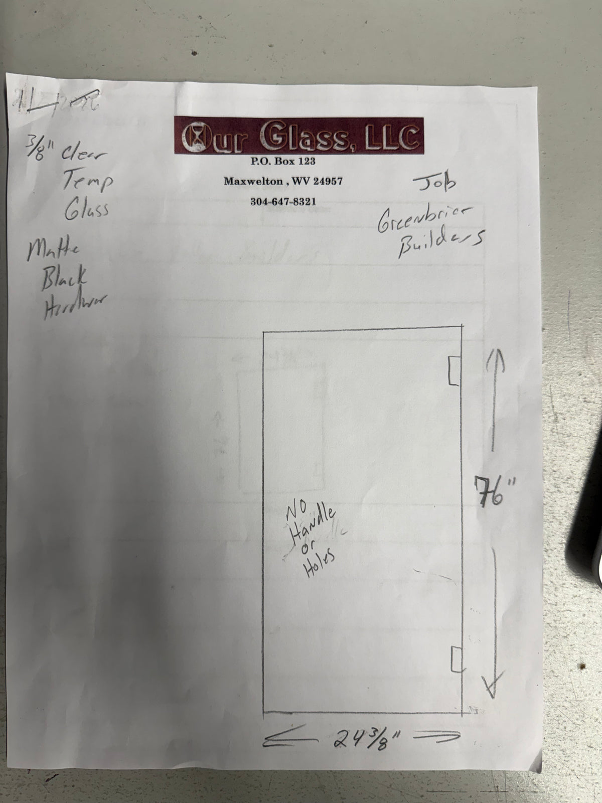 5 Units Custom Glass for Our Glass LLC