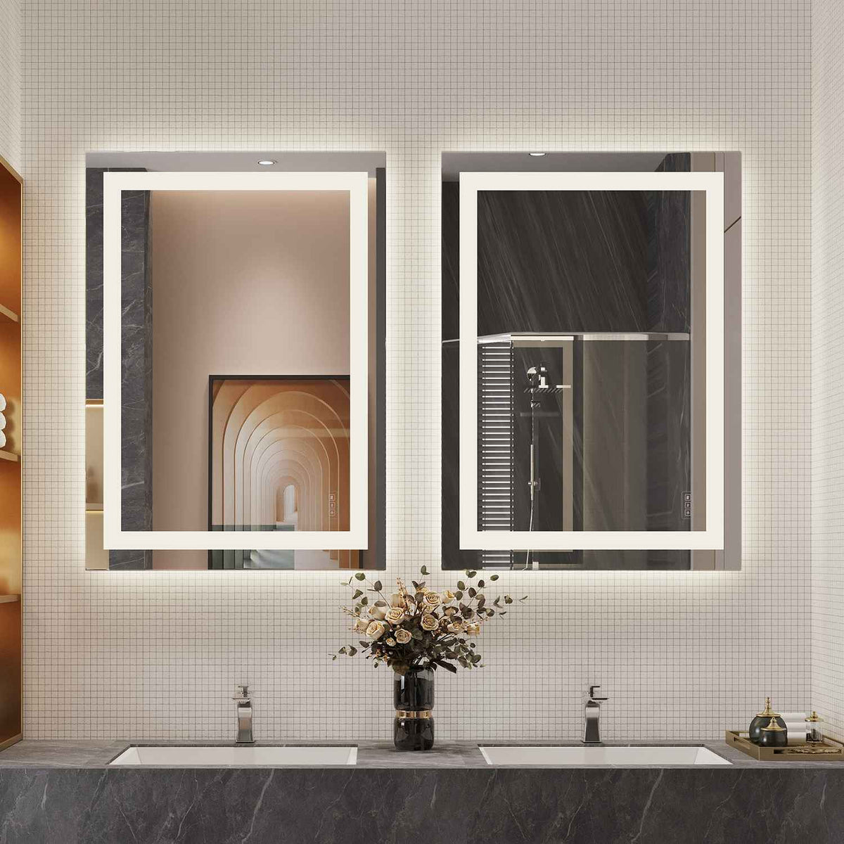 LED Bathroom Mirror with Lights, Anti-Fog, Dimmable, Backlit + Front Lit,Shatter-Proof