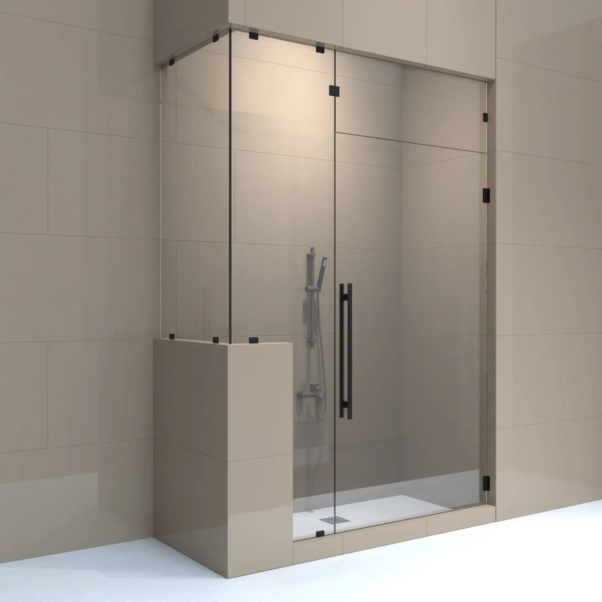 Left_Handle_Corner_Shower_Door_with_Left_Knee_Wall_and_transom-min