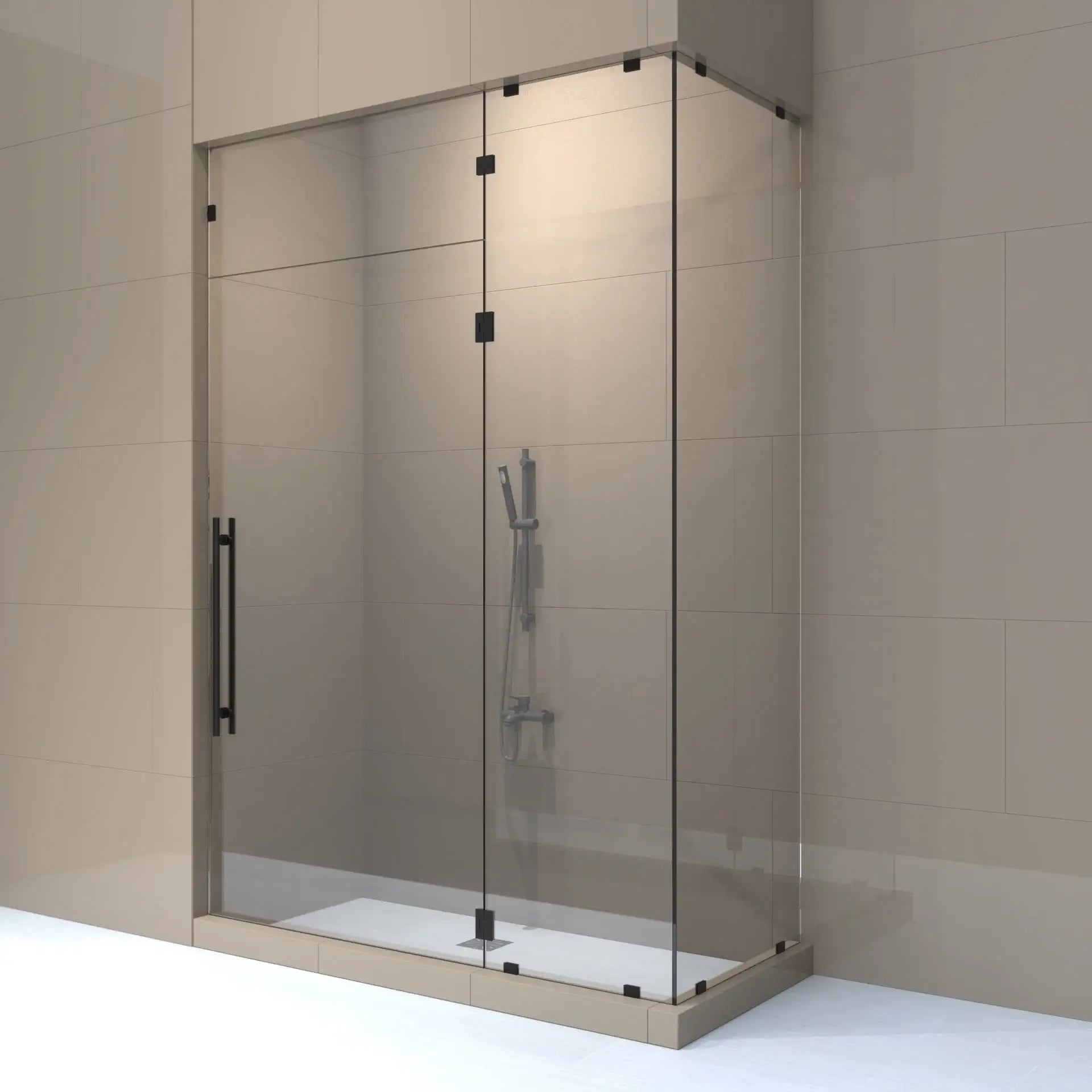 Left_Handle_Corner_Shower_Door_with_glass_hinge_and_transom-min