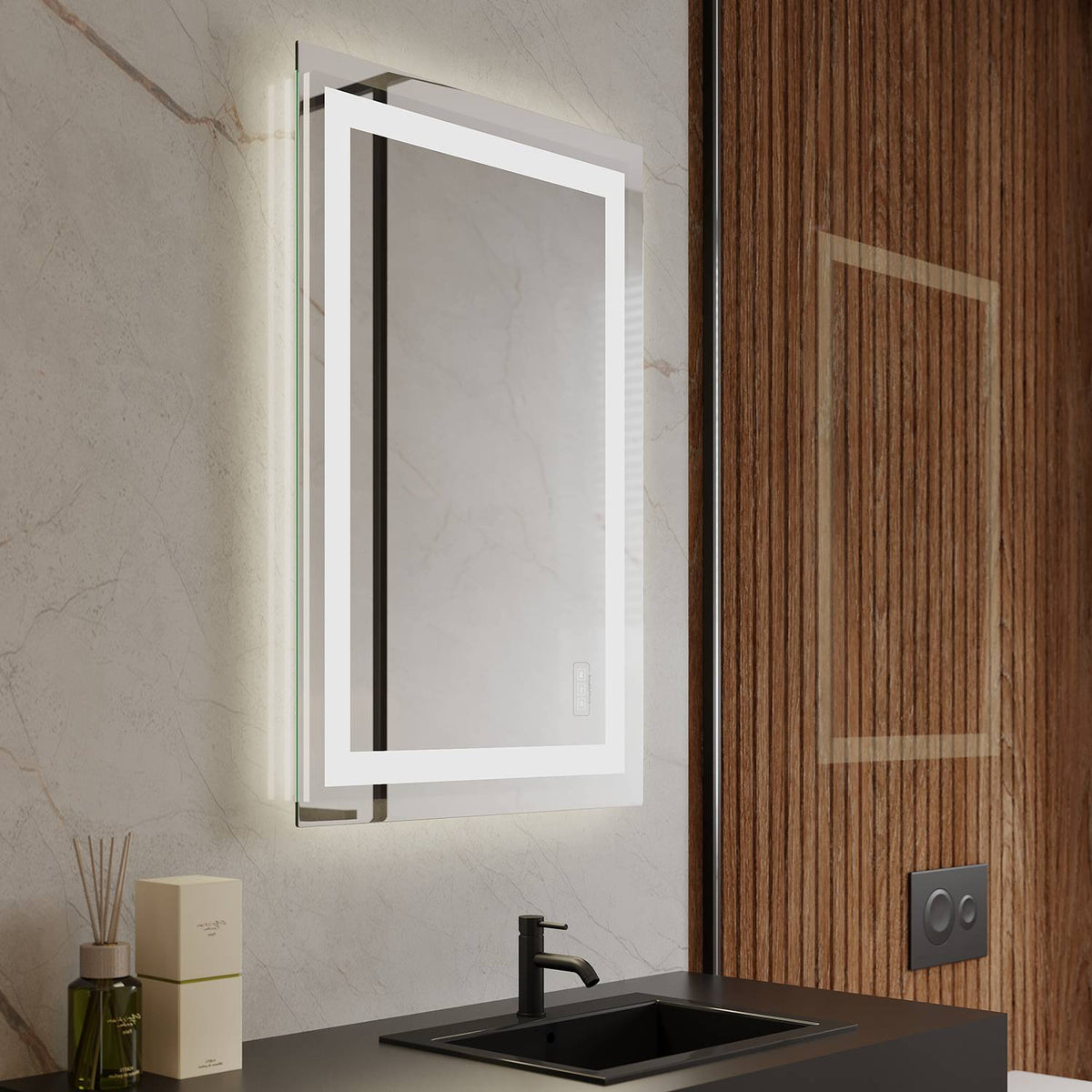 LED Bathroom Mirror with Lights, Anti-Fog, Dimmable, Backlit + Front Lit,Shatter-Proof