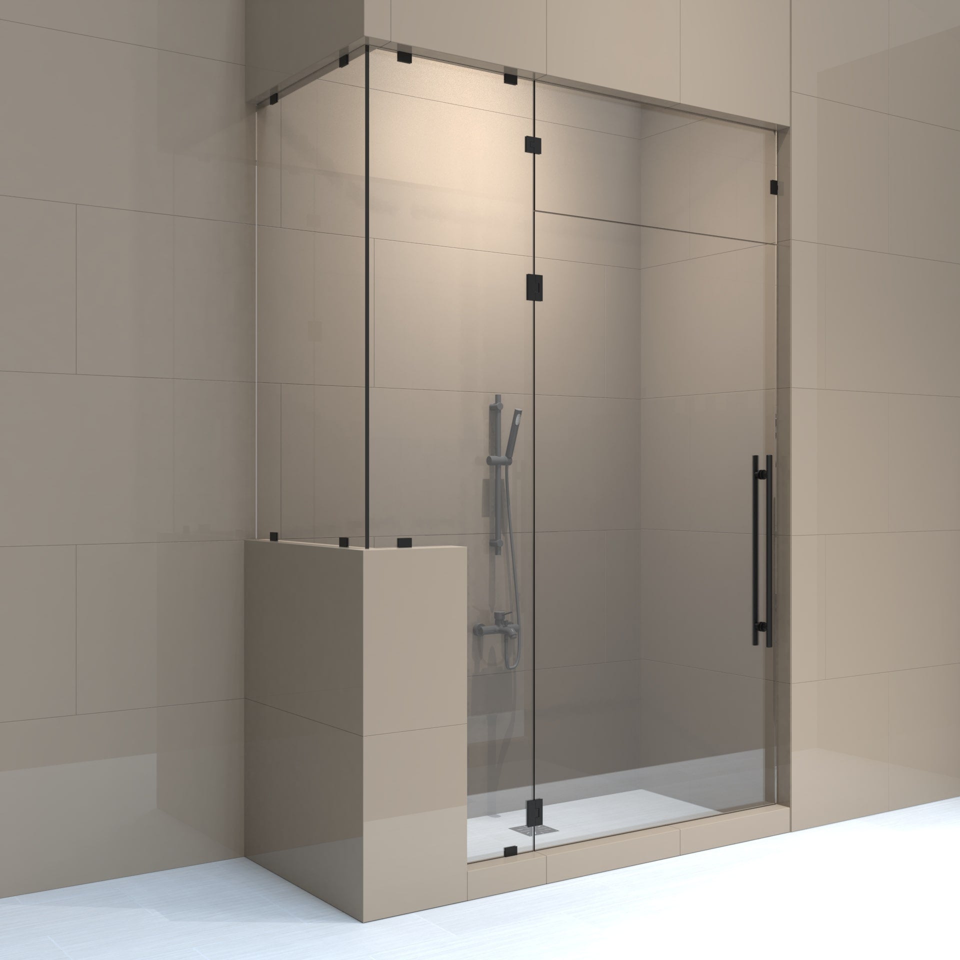 Right_Handle_Corner_Shower_Door_with_Lefft_Knee_Wall_glass_hinge_and_transom-min