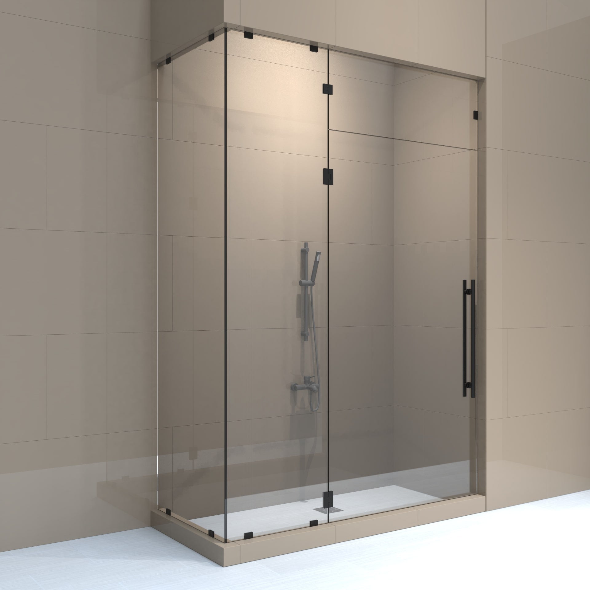 Right_Handle_Corner_Shower_Door_with_glass_hinge_and_transom-min