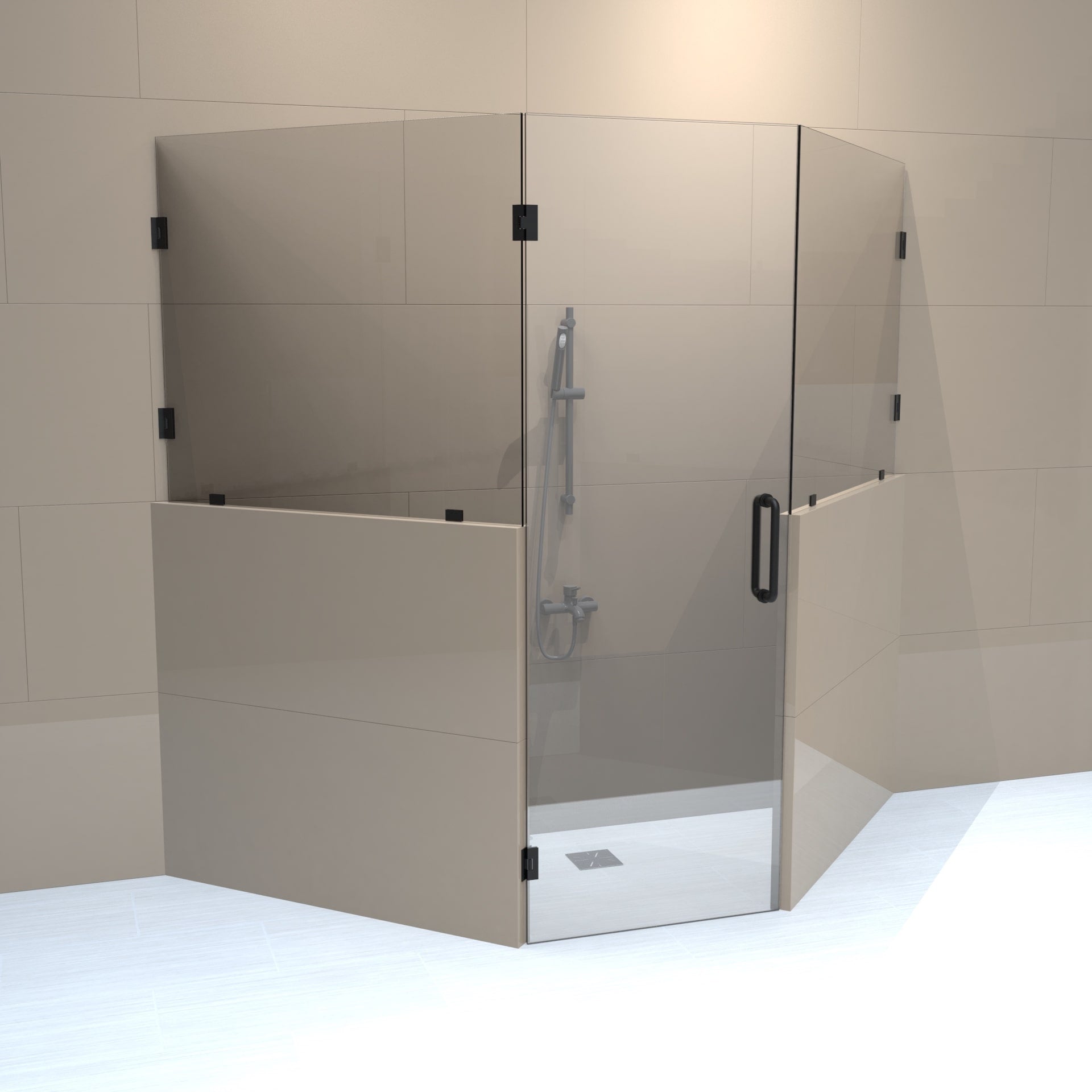 Right_handle_neo_angle_shower_door_with_two_knee_wall_2-min