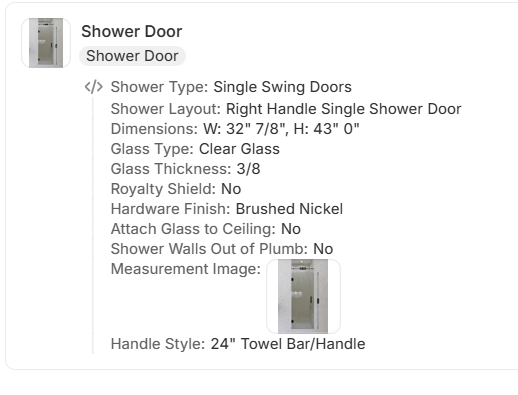 Custom Shower Glass Door (Glass and Cut Outs Only- No Hardware)