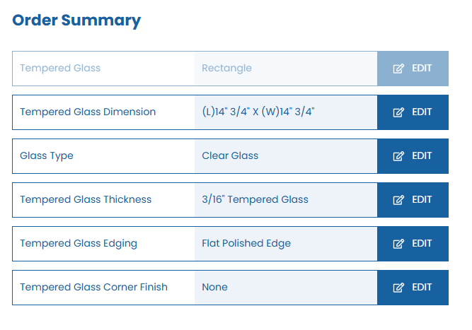 Tempered Glass 14 3/4" x 14 3/4"