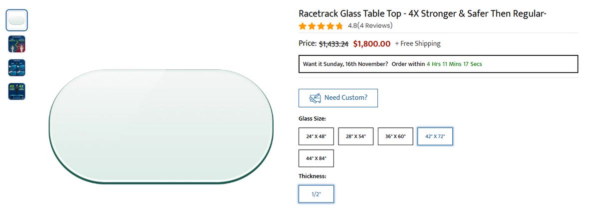 5 Units 48" x 72" Gym Mirror and 5 Units 42"x72" Race Track Oval Glass