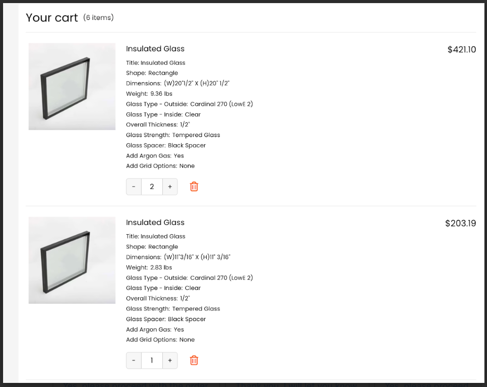 Custom Insulated Glass 6 pcs