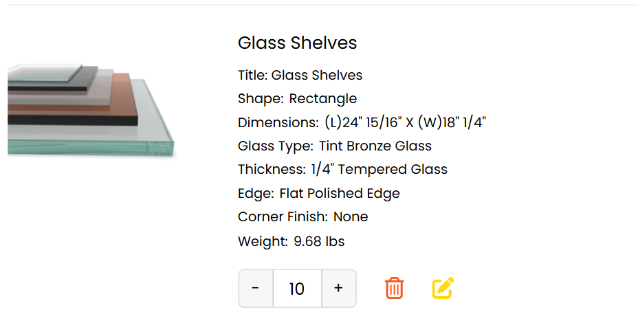 Dimensions:(L)24" 15/16" X (W)18" 1/4" For 10pcs Bronze Glass