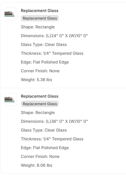 76 pcs Tempered Clear Glass