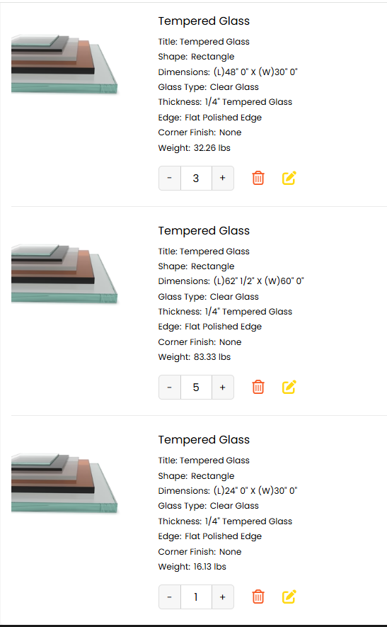 9 Pcs Custom Tempered Clear Glass