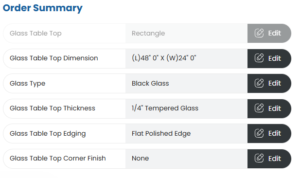 1 Glass Table Top
