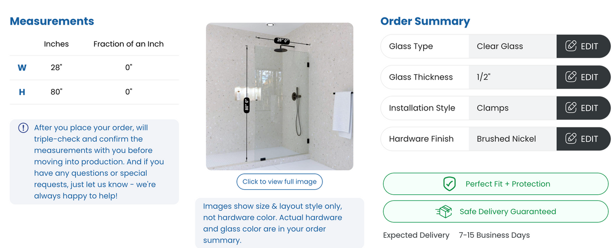 Fixed Shower Screen-Right Attachment