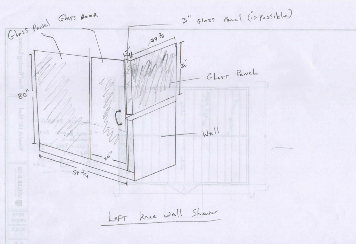 Custom Corner Shower Lay Out with a Small Panel
