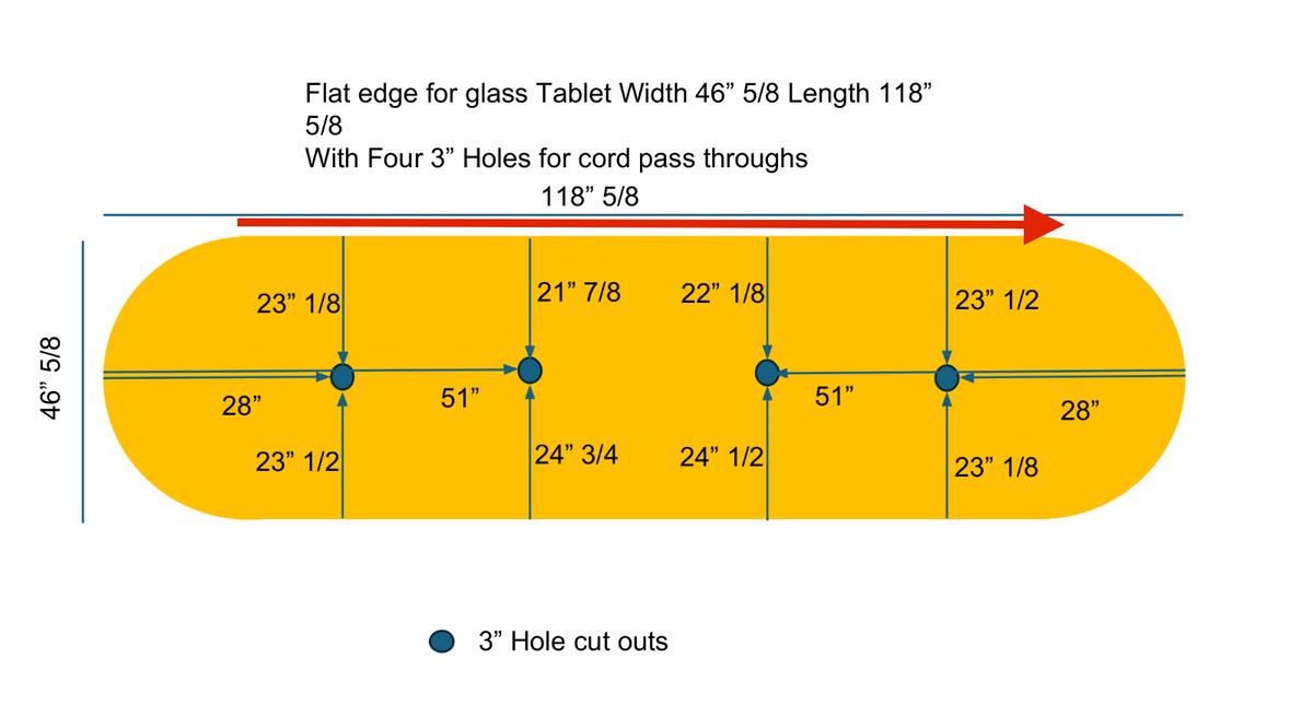 Custom Race Track Oval w/ Holes - Cut in Half