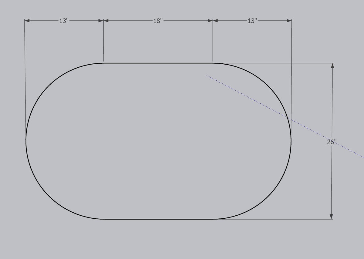 Custom Race Track Oval Tempered Glass