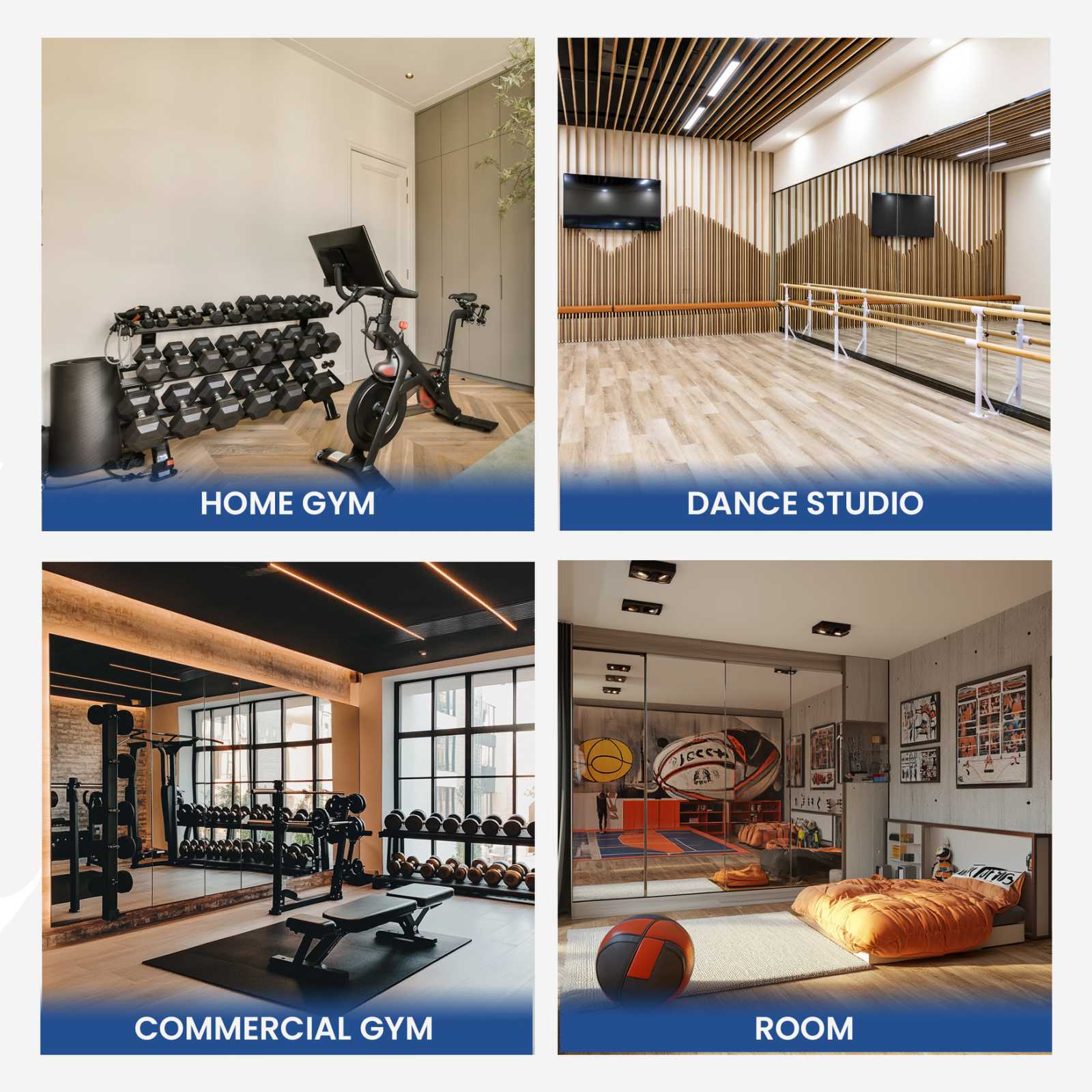 Large Gym Mirrors – Fitness Room Shatterproof Mirror with Safety Backing