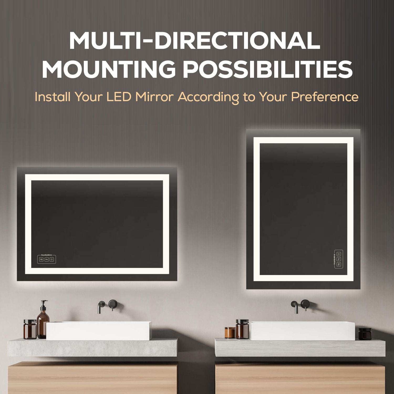 Large Vanity Mirror with Lights, Dimmable, Anti-Fog, Shatter-Proof