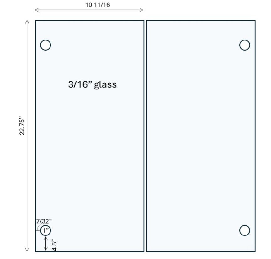2 Pcs Custom Cut Glass with Holes