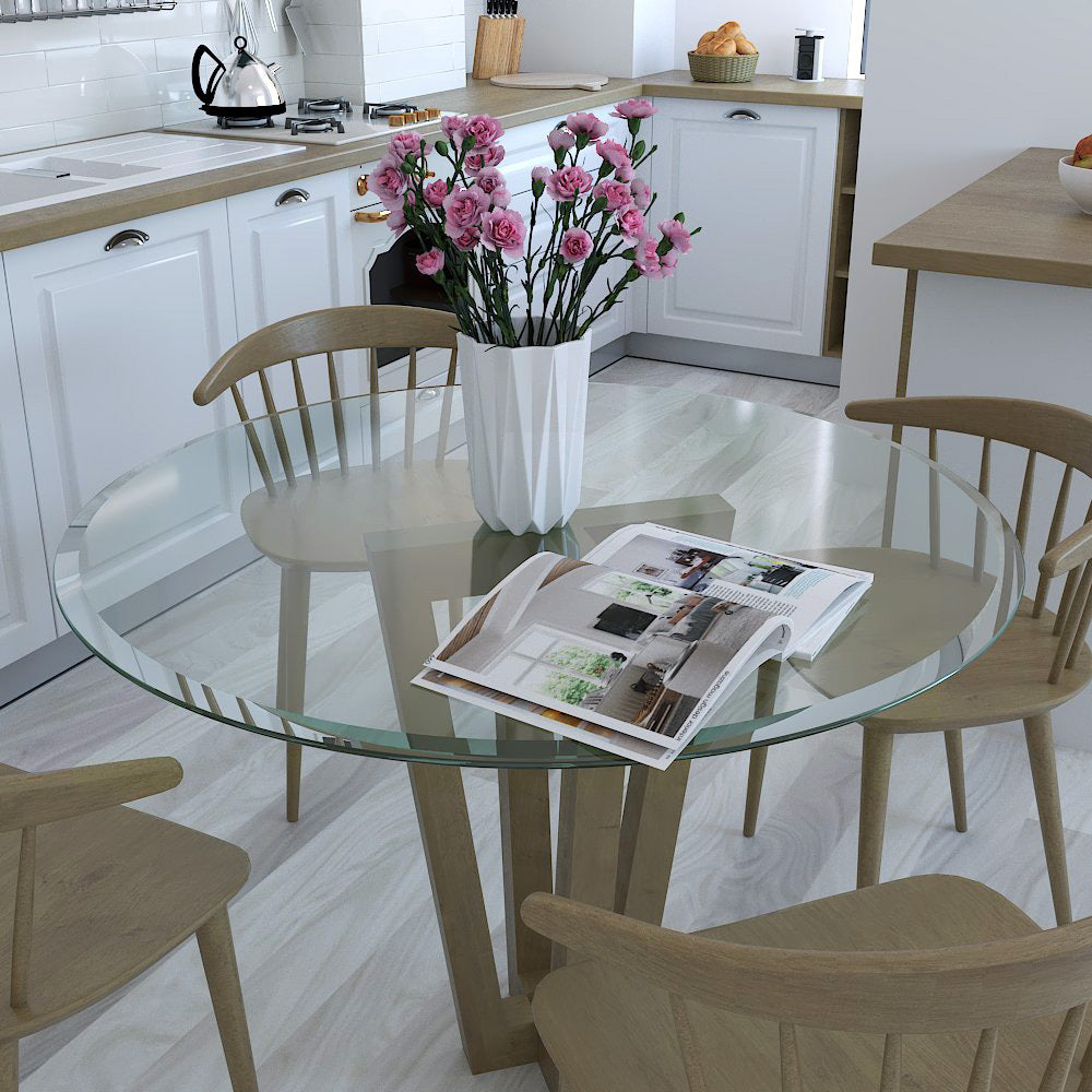 Tempered Glass Dining 60 Inch Round Glass Table Top Glass Table