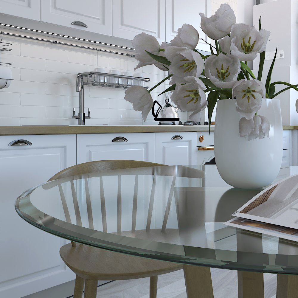 Round Glass Table Top - Tempered Beveled 1 Inch