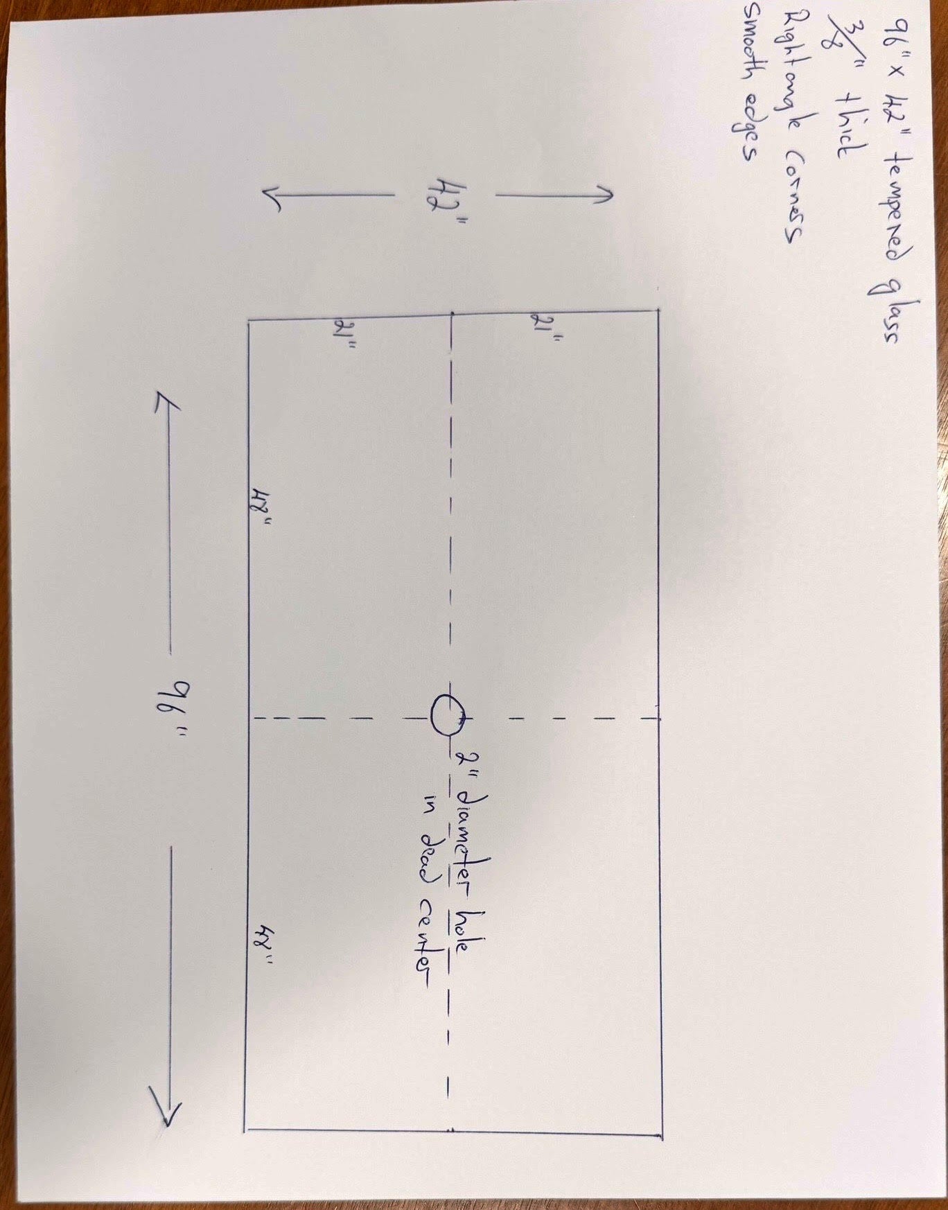 Custom-Cut Table Top w/ 2" hole